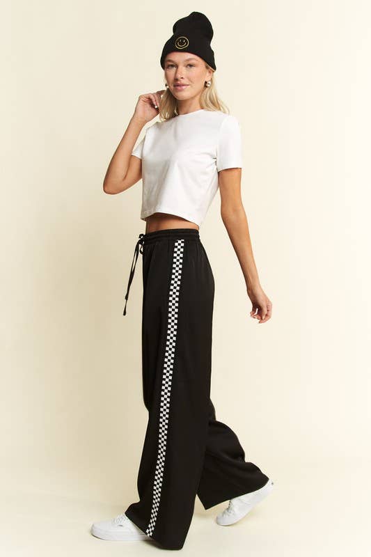 Satin Checker stripe Pants