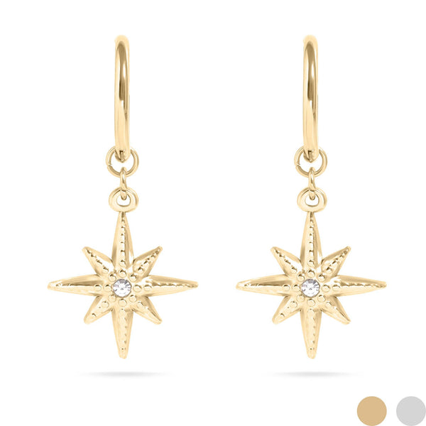 18K Gold PVD Huggie with Compass Charm Earrings - Rise and Redemption