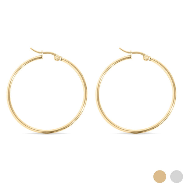 18K Gold PVD Stainless Steel Round Tube Hoop Earrings - Rise and Redemption