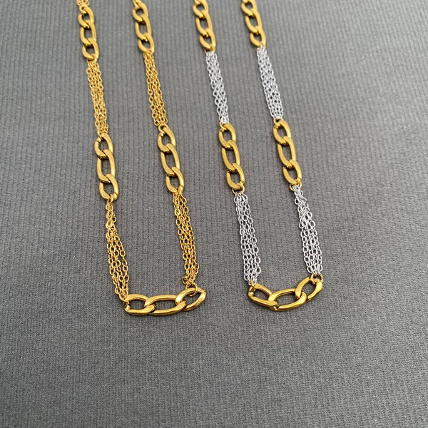 Two-tone Mixed Metal Chain Necklace