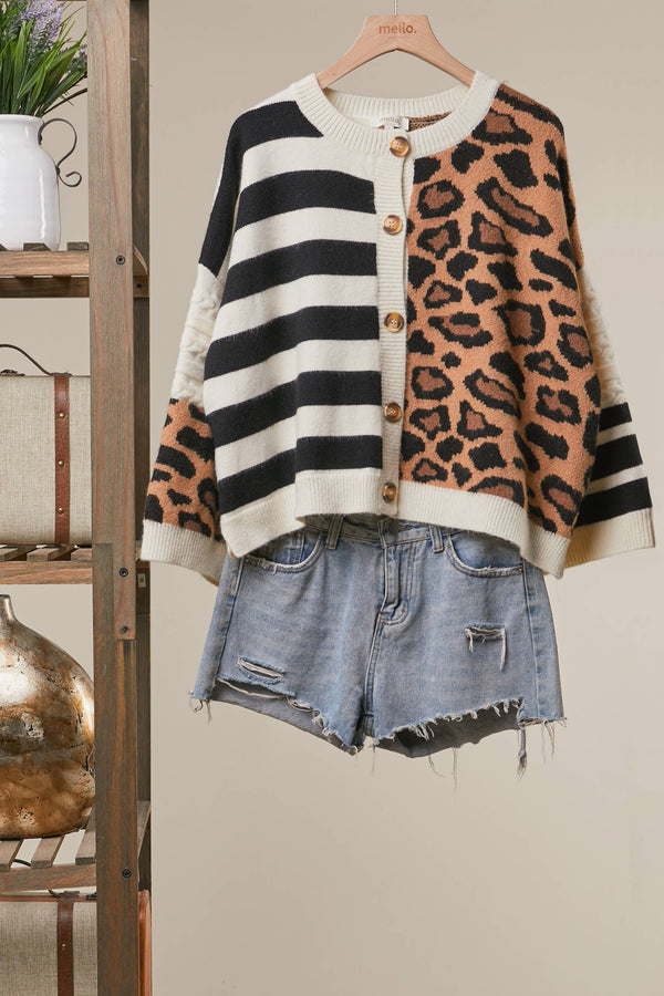 Bold Stripe and Leopard Cardigan - Rise and Redemption