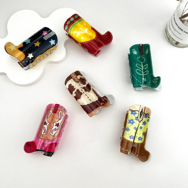 Cowboy Boots Acrylic Hair Claw Clip - Rise and Redemption