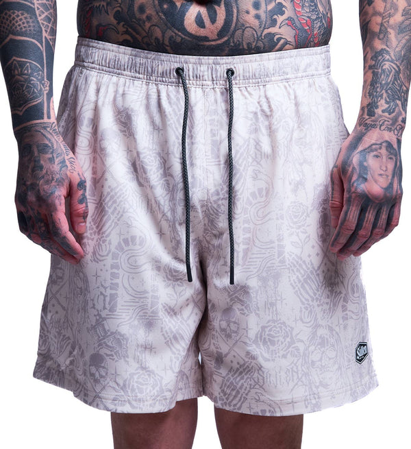 Creeping Death Ewaist Boardshort Off - White - Rise and Redemption