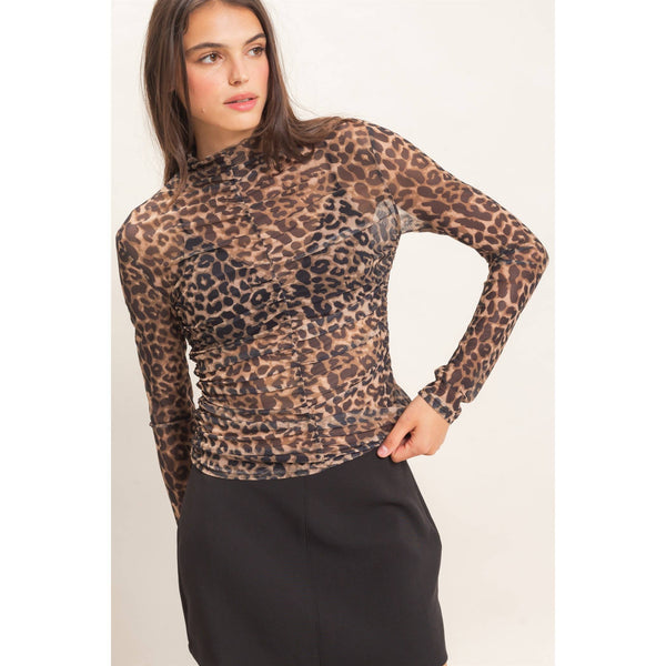 High Neck Leopard Mesh Top - Rise and Redemption