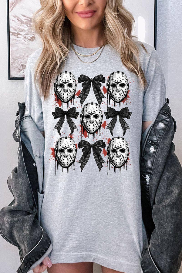 Jason Horror Halloween Bow Graphic T Shirt - Rise and Redemption