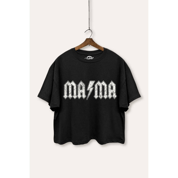 Rock Style Mama Lightning Graphic Boxy Crop Top - Rise and Redemption
