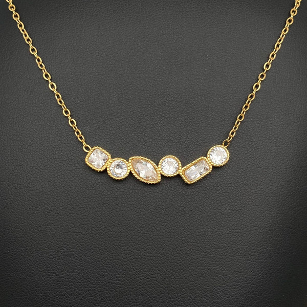 Sparkling geometric zircon 18K Golden S.Steel Necklace - FGS - Rise and Redemption