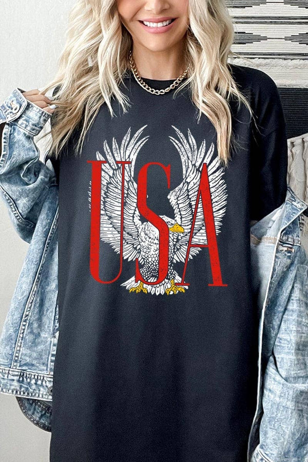 USA Eagle Graphic Heavy Cotton Tee - Rise and Redemption