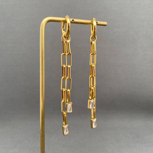 Zircon Chain Fringe Huggie Earrings - Rise and Redemption