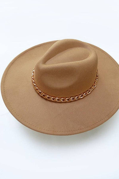 A VINTAGE PLAIN FEDORA HAT WITH GOLD CHAIN | 40HW013 - Rise and Redemption