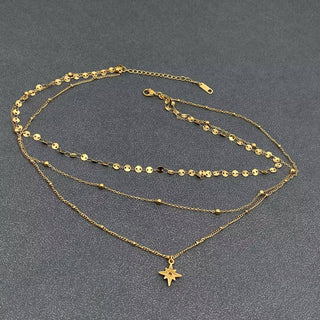 Star Charm 3 Layer Chain Necklace