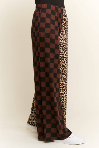 Leopard Split Checker Pant