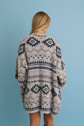 Aztec Soft Knit cardigan with Tribal Print