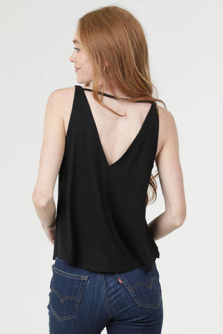 X2T72-ASIS V NECK SWINGY TANK TOP WITH OPEN BACK  BASIC TANK: CREAM / S