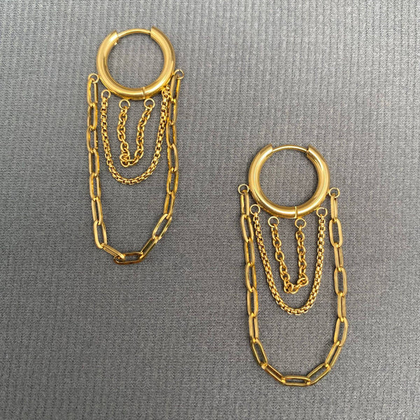 Chain Fringe Huggie Earrings