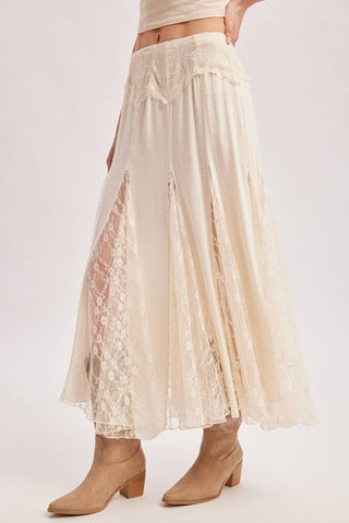 BOHO FLOWY LACE MAXI SKIRT WITH NO LINING - EASTER DAY