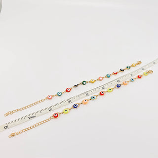 Enamel Evil Eye 18k Gold Plated Stainless Steel Bracelet-FGS