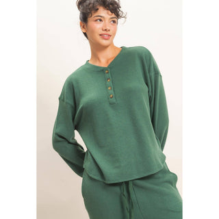 Brushed Waffle Henley Top