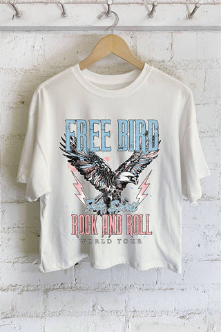 FREE BIRD FREE SPIRIT EAGLE ROCK AND ROLL GRAPHIC LONG CROP