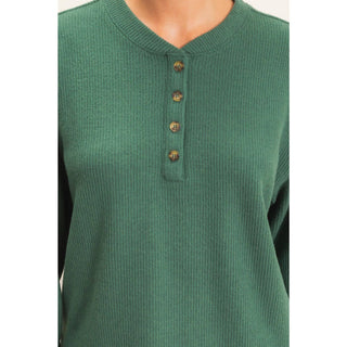 Brushed Waffle Henley Top
