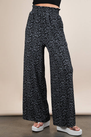 Leopard Print Pleated Pants
