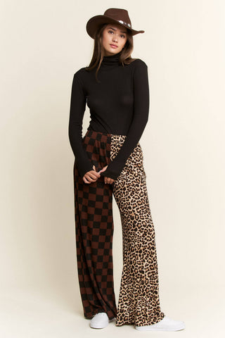 Leopard Split Checker Pant