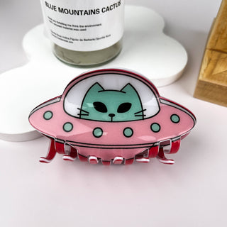 Cute cartoon UFO alien hair claw clip