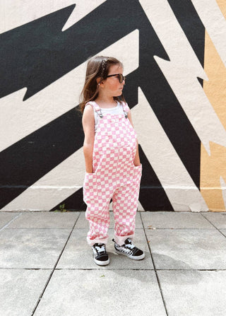 Pink Checkered Overalls