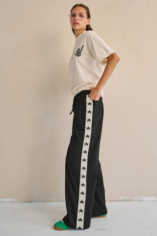 Star Striped Corduroy Wide Leg Pants