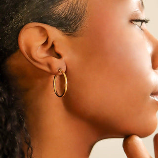 18K Gold PVD Stainless Steel Round Tube Hoop Earrings