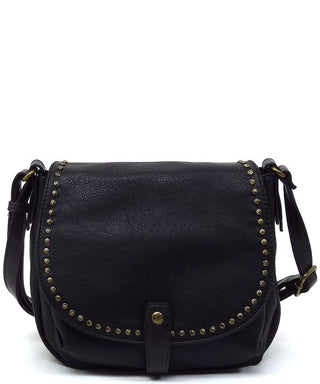 Black Vintage studded vegan leather saddle bag