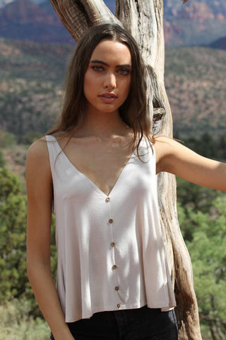 X2T72-ASIS V NECK SWINGY TANK TOP WITH OPEN BACK  BASIC TANK: CREAM / L
