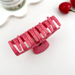 🍒 Cherry Checkered Hair Claw – Cute Fruit PVC Print Clip