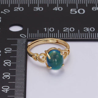14K Gold Filled Open Heart Oval Opal Adjustable Mood Ring | O-1034 - Rise and Redemption