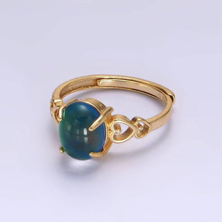 14K Gold Filled Open Heart Oval Opal Adjustable Mood Ring | O-1034 - Rise and Redemption