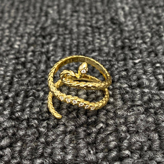 14K Gold Plated Cubic Zirconia Adjustable Snake Ring - Rise and Redemption