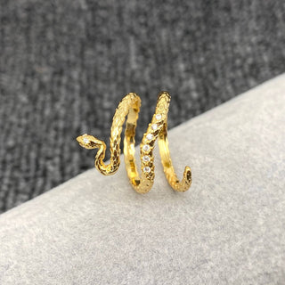 14K Gold Plated Cubic Zirconia Adjustable Snake Ring - Rise and Redemption