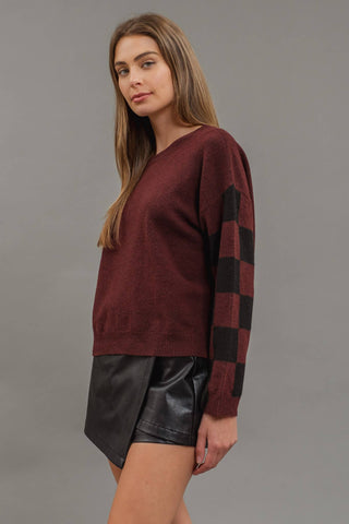 Merlot Checkered Sweater