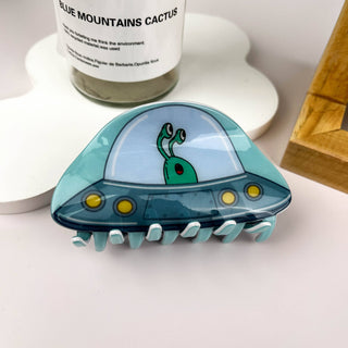 Cute cartoon UFO alien hair claw clip