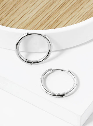 17mm Stainless Steel Huggie Hoop Earrings - Rise and Redemption