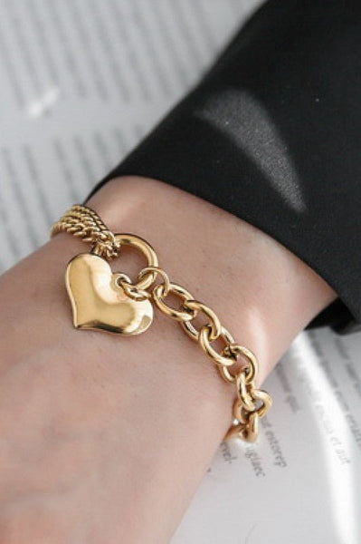 18K dipped Multi Chain heart bracelet - Rise and Redemption