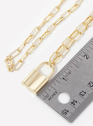 18K Gold Dipped Padlock Pendant Chain Necklace - Rise and Redemption