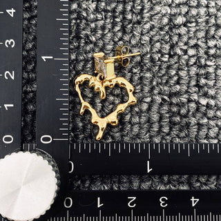 18K Gold Plated Lava Heart Design Zircon Post Earrings - FGS - Rise and Redemption