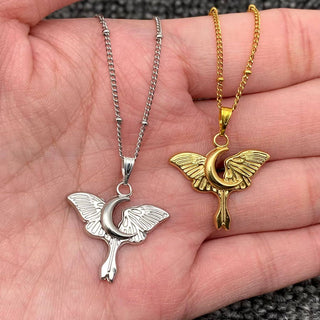 18K Gold Plated SS Moon Moth Wings charm Necklace - Rise and Redemption