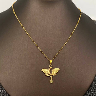 18K Gold Plated SS Moon Moth Wings charm Necklace - Rise and Redemption