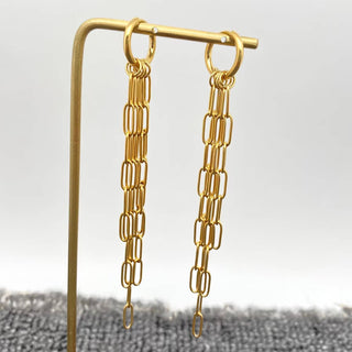 18K Gold Plated S.Steel Chain Fringe Huggie Earrings - FGS - Rise and Redemption