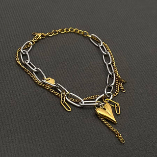 18K Gold Plated S.Steel Heart Charm Two Tone Bracelet - Rise and Redemption