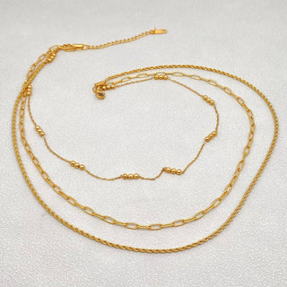 18K Gold - plated Stainless Steel 3 - layer Chain Necklace - Rise and Redemption