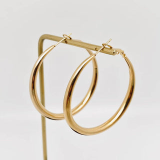 18K Gold Plated Stainless Steel Hollow Hoop Earrings - Rise and Redemption