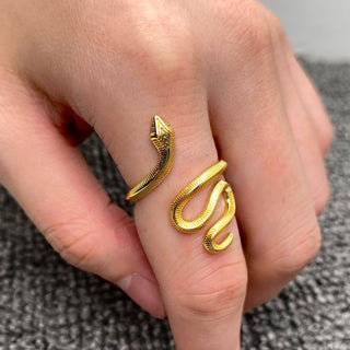 18K Gold Plated Textured Snake Adjustable Ring - Rise and Redemption